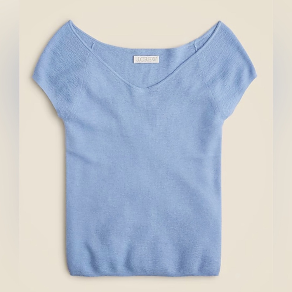 Cashmere-silk blend wide V-neck sweater T-shirt